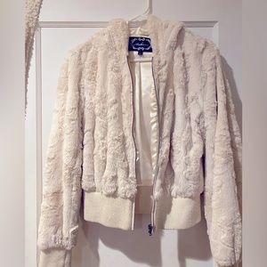 Faux Fur Hooded Crop Jacket